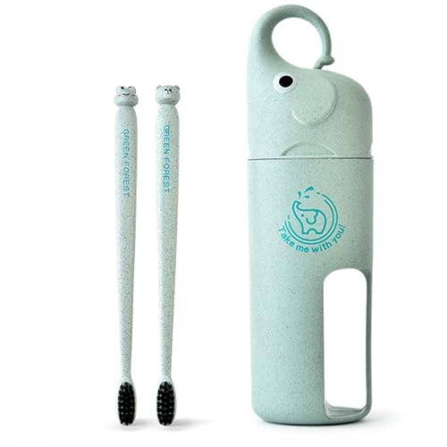Lindo elefante de bambú Charoalco cepillo de dientes con taza para niños
