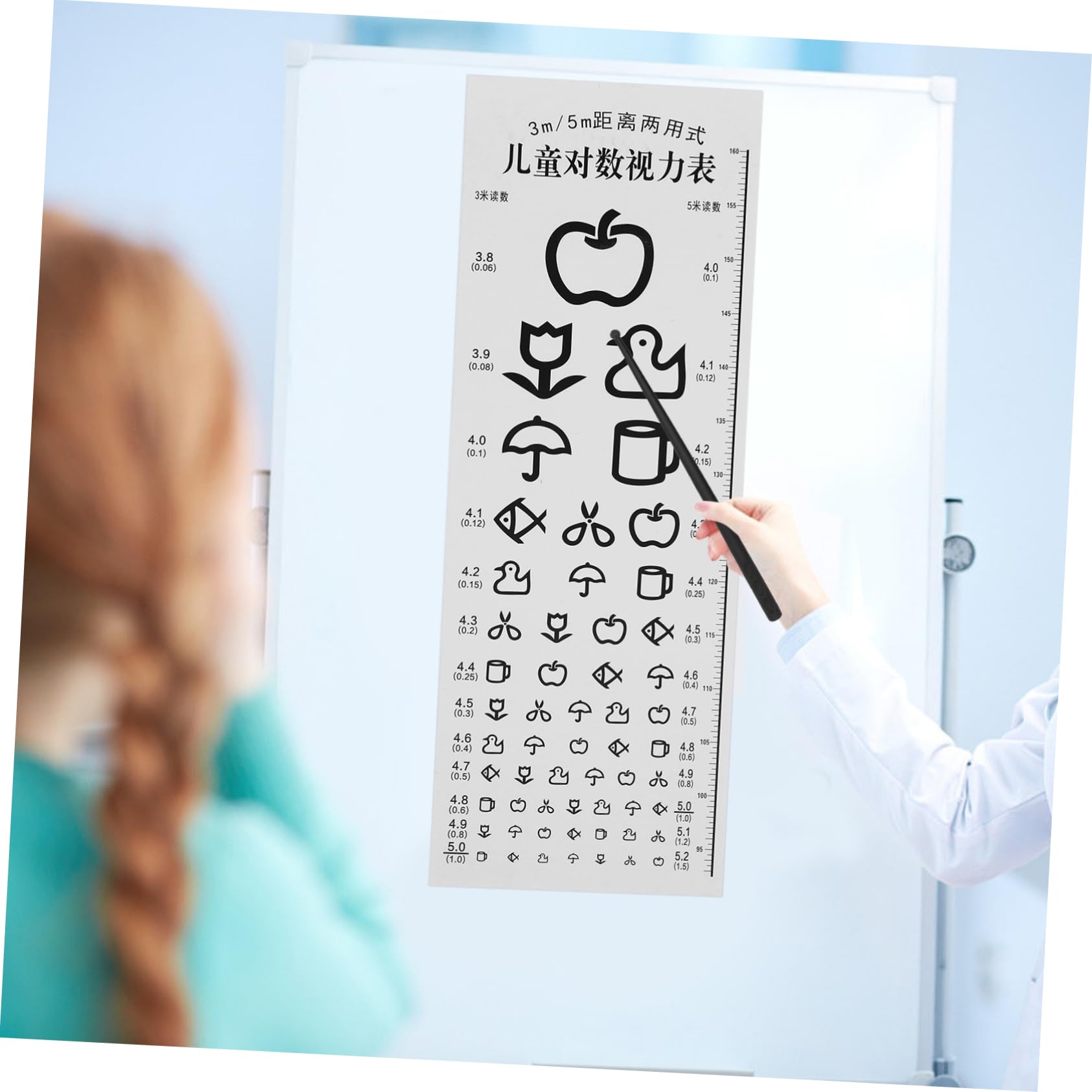 CHILDWEET Standard Visual Eye Exam Chart for Home Use Wall Hanging Eye Chart Visual Chart Ornaments for Includes Eye and Instructional Stick for Easy Testing