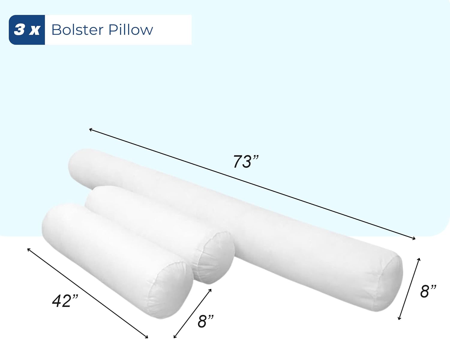 Prolinemax Style 6 Full Size Pillow Bolster Cushion Polyester Fiberfill Inserts for Outdoor Indoor Daybed Porch Swing Bed | Insert ONLY |