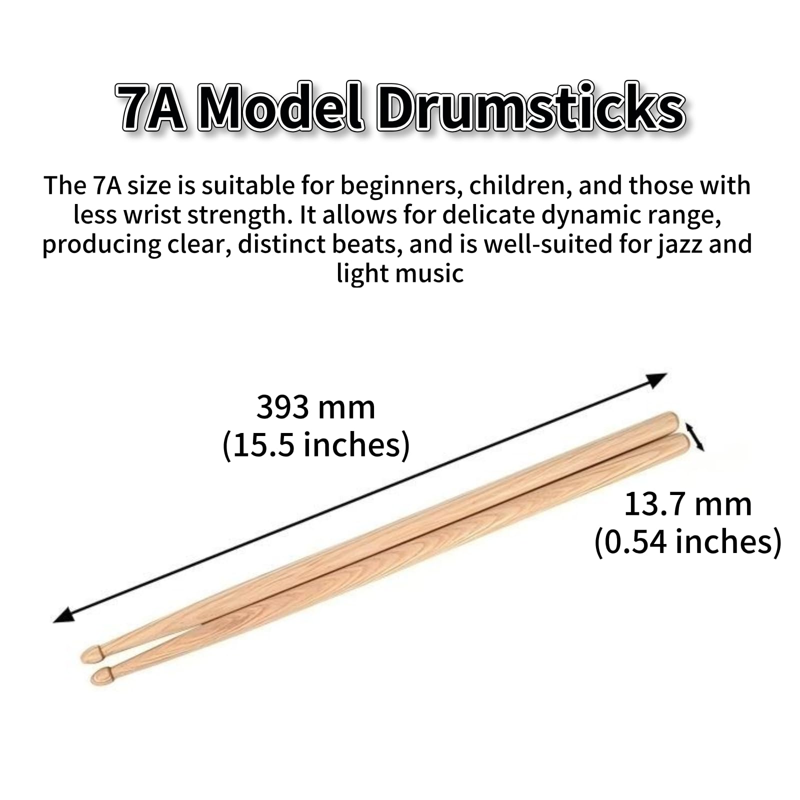 2/5/12 Bacchette per Batteria in Acero 7A, Bacchette per rullante | Accessori per batterie elettroniche, batterie jazz, strumenti a percussione, ecc (12 Pairs American Hickory)
