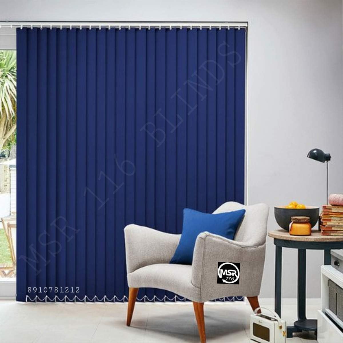 MSR 116 Vertical Blinds/Curtains and Shades for Home Furnishing(Balcony,Kitchen,Bedroom,Bathroom etc) Royal Blue (5 ft(W)*4 ft(H))