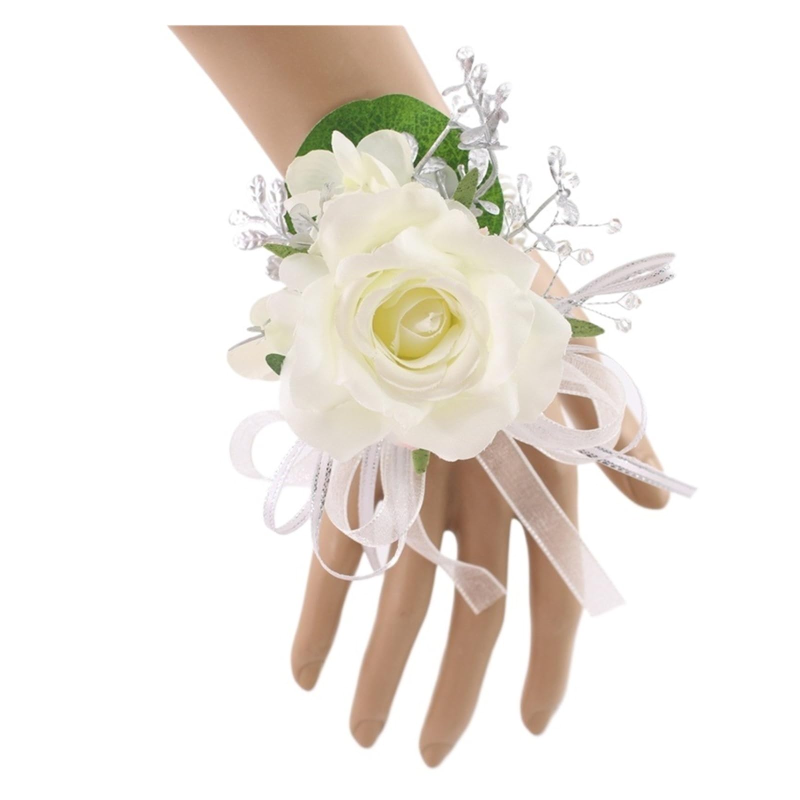 MQFBNNP Wedding boutonniere Silk Flore Groom Boutonniere Wedding Wrist Corsage Bracelet(Bracelet-3)