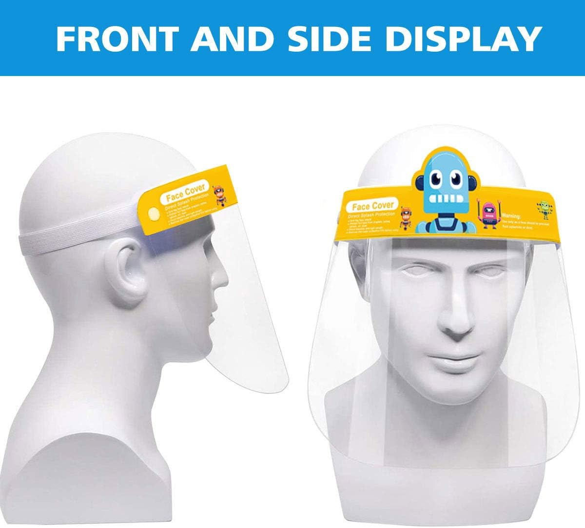 Face Protective Shield Mask for Kids, Anti-Fog Full Face Cover with Clear Film