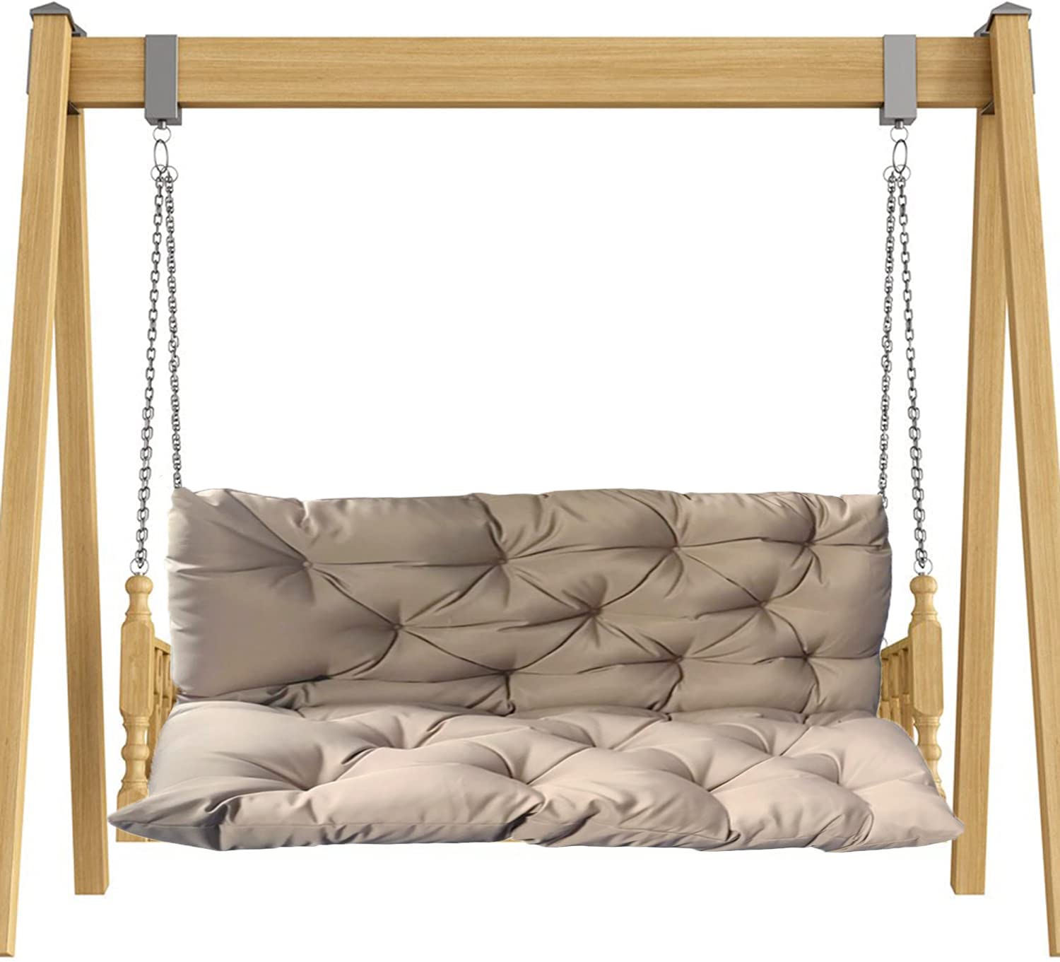 Coussin de balancelle beige 150x50 cm épais à dossier pour terrasse 2-3 places