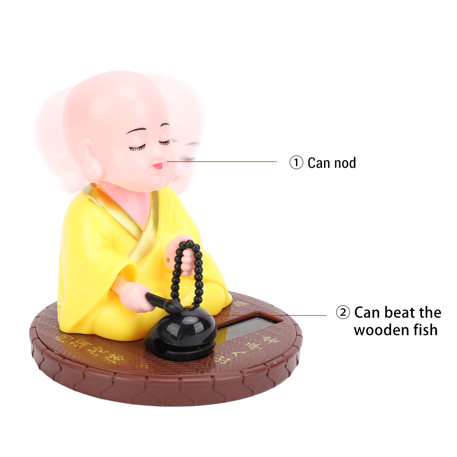 Cute Little Monk Solar Power Balance Toy for Home Car with and Energy Saving Features (Yellow)