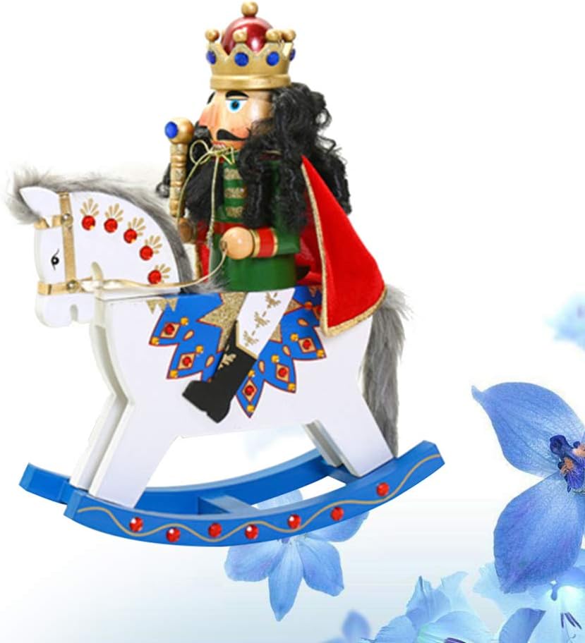 Garneck Desktop Nutcracker Horse Wood Nutcracker, Trojan Rocking Horse Puppet Soldiers Creative,Wood Crafts Decoration for Home Rocking Ornaments