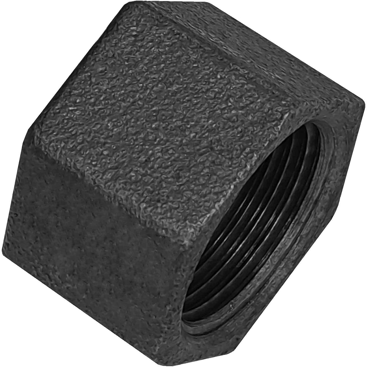 Produktbild von MegaHaustechnik Stopfen Mit Rand – 1 1/2 Zoll AG, Vierkant, Temperguss Schwarz – DN40, Außen-ø 48 Mm – Endstück Für Rohrverschluss