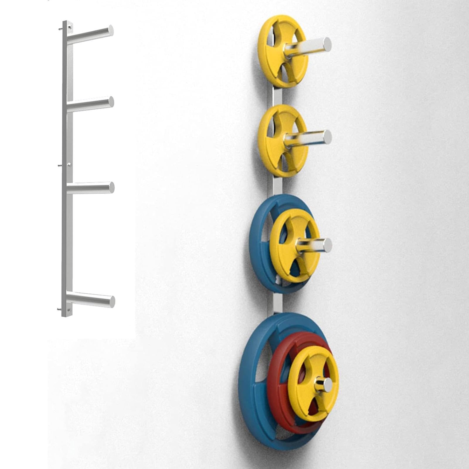 Soporte para discos de peso montado en la pared, resistente, capacidad de 100 kg, almacenamiento de gimnasio que ahorra espacio para entrenamiento en casa