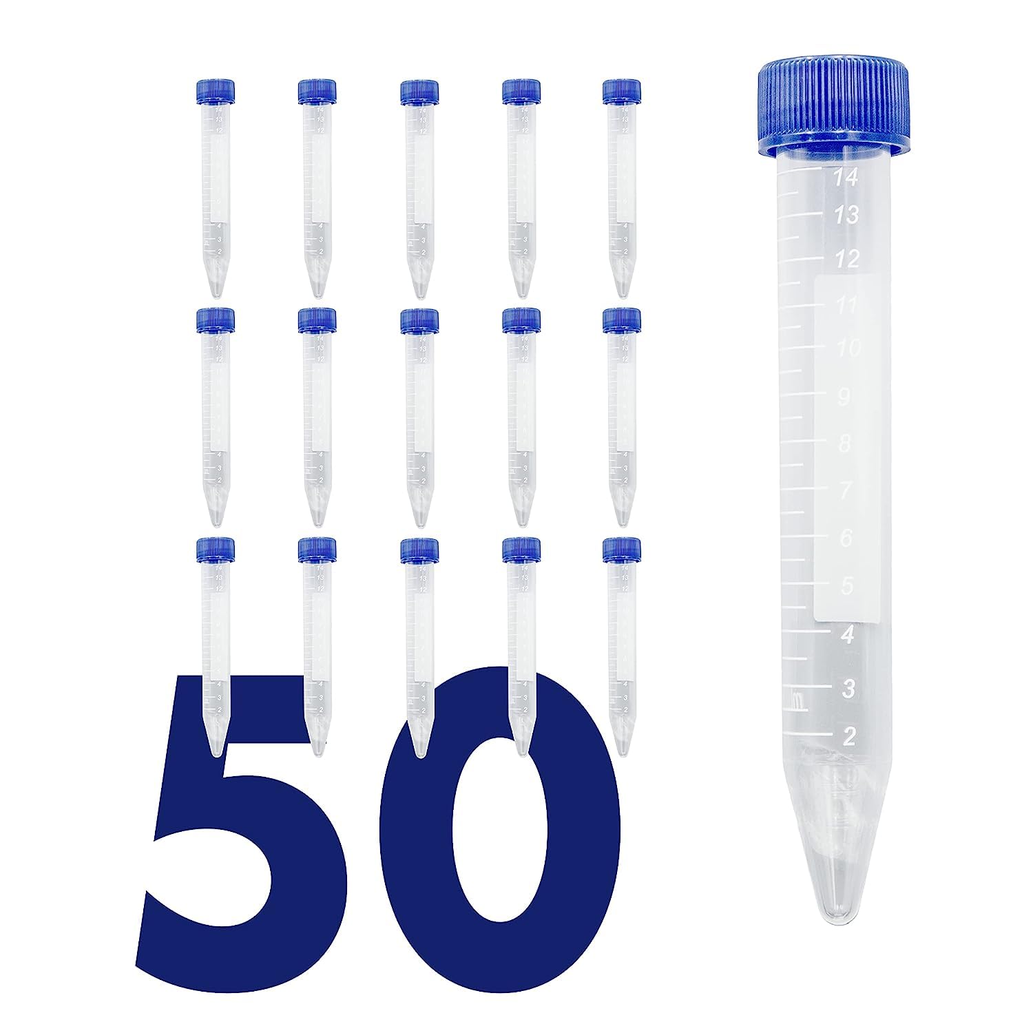 Conical Plastic Test Tube with Screw Caps [50 Pack], 15mL Test Tubes with Lids, 15 mL Falcon Tubes with Printed Graduation and Write-on Spot for Research, School Collages, Non medical Grade (B0CBYB2MB2) Amazon Price History, Amazon Price Tracker