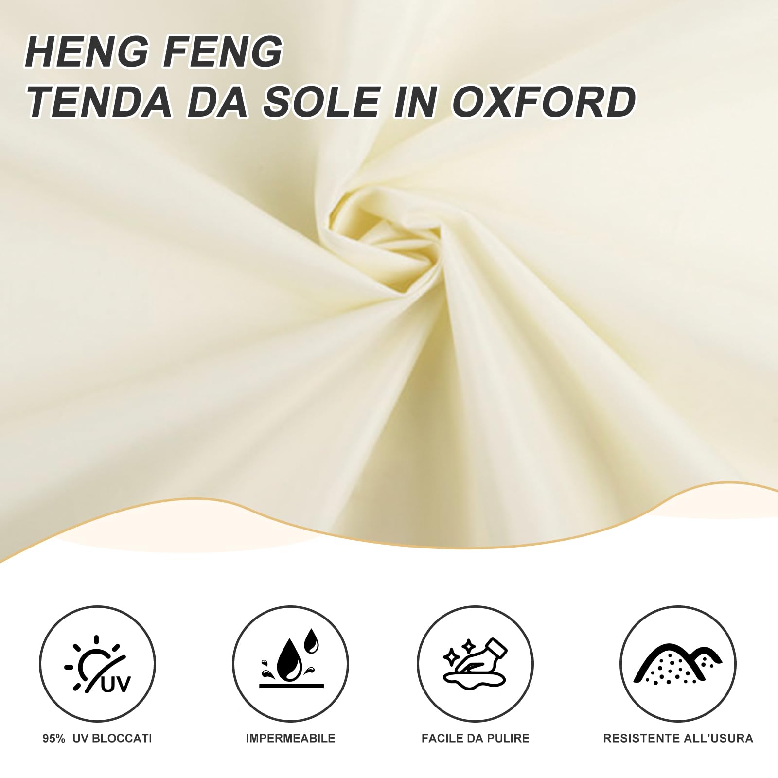 Vela Ombreggiante Triangolare 3x3x3m Impermeabile Tessuto Oxford Protezione UV 95% Beige