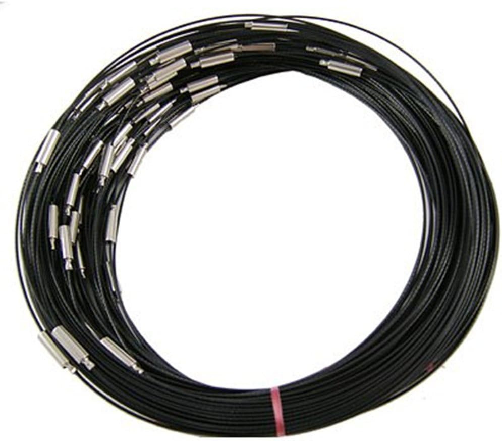 DIY Jewelry Making: 10 Strand Necklace Loop with Brass Clasp, Made of Steel Wire, Black, 1mm thick, 17.5"
