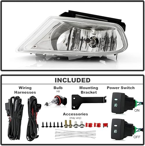 Miniatura 2 de ACANII - Para 2005-2007 Honda Odyssey parachoques conducción luces antiniebla lámparas winterruptor+bombillas montaje lado conductor y pasajero