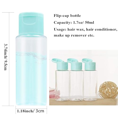 Miniatura 5 de Paquete de 12 botellas y tarros de artículos de tocador de tamaño de viaje, recipientes de viaje de plástico rígido portátiles aprobados por la TSA