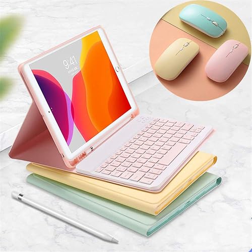 Teclado de color para iPad de 9 8 y 7 generación, iPad Air 3 Pro 10.5, funda de teclado con mouse, bonita funda de teclado inalámbrica extraíble