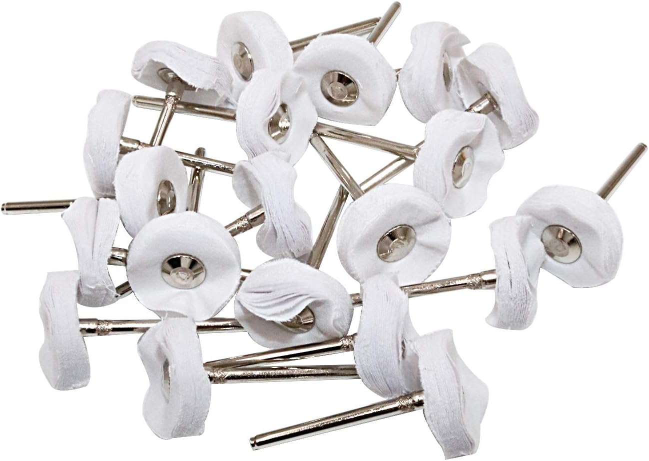 Little Buffer Wheels Buffing and Polishing Wheel for Rotary Drill Tools White 3mm Mandrel 20 Pieces