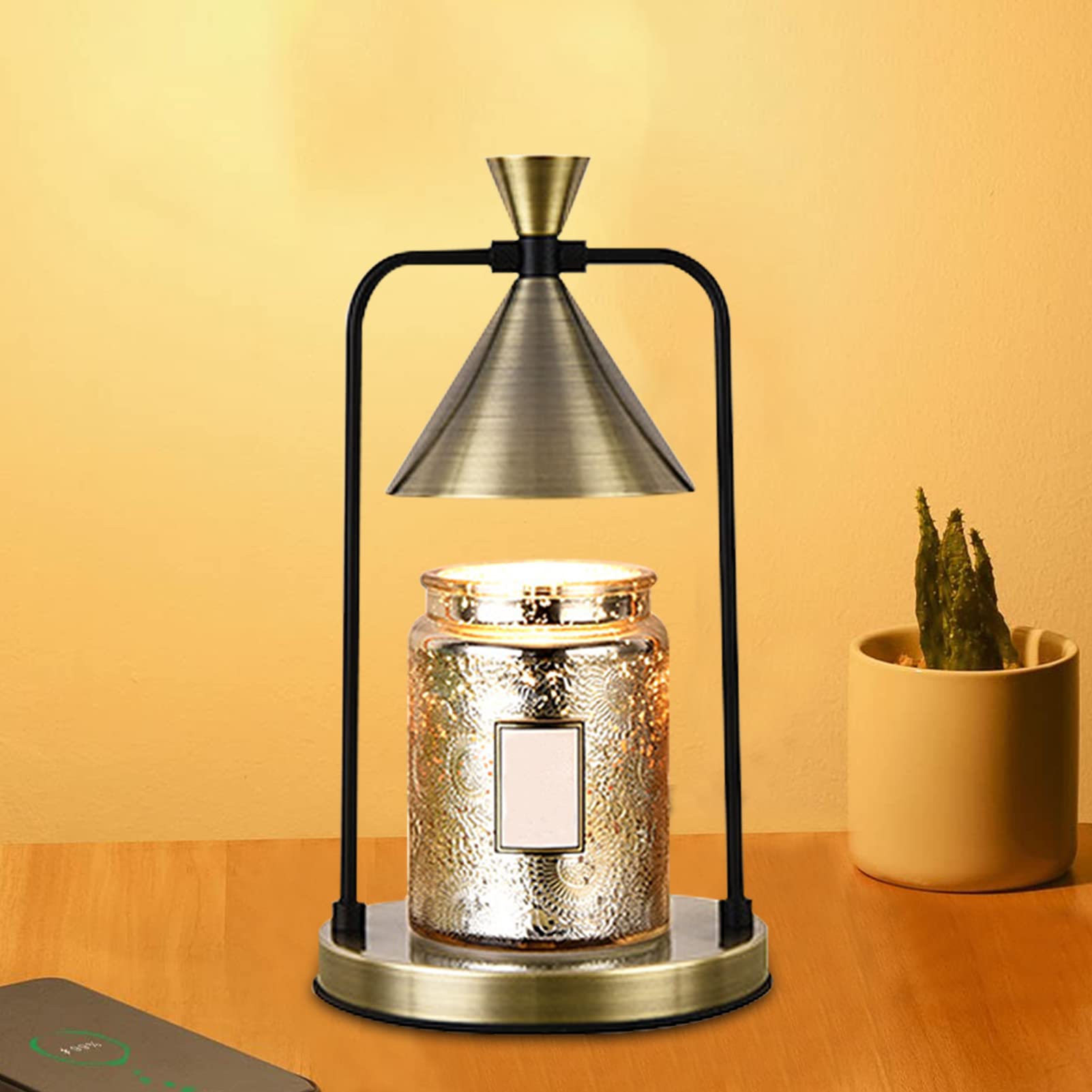 Kerzenwärmer Lampe, Duftlampe Elektrischer mit Timer & Dimmer, Duftkerze Duftlampe Elektrische Kerzenwärmer, Candle Warmer Lamp Vintage Dekoration für Haushalt & Wohnen, Geschenke für Mama (Bronze)