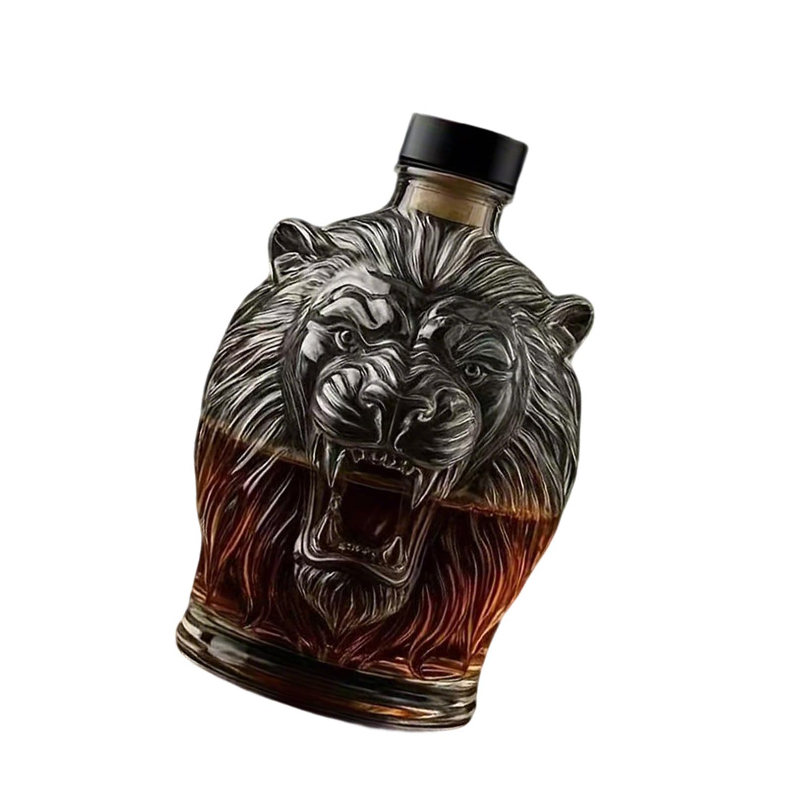 Ksikdeg Unique Lions Head Design Glass Liquor Bottle Party Drink Dispenser Perfect for Storing Whiskeys Wine and Cocktails Lions Head Whiskeys Pourer