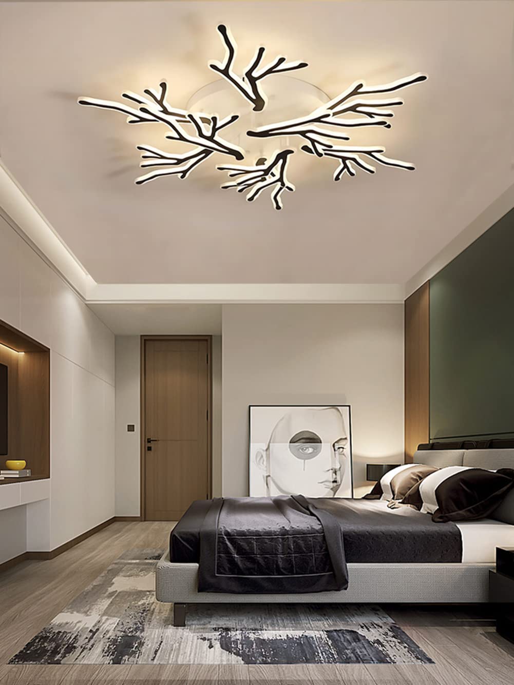 Lampy sufitowe do sypialni Led Możliwość przyciemniania za pomocą pilota Duży salon Lampa sufitowa do sypialni Akrylowa lampa do sypialni do pokoju domowego (9 s