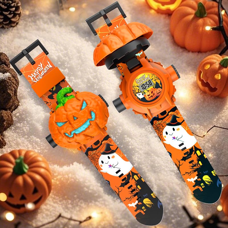 SKMEI Kids' Halloween Projection Watch with 24 Images Digital Boys Watch Pumpkin Design Toy Wristwatch for Girls3