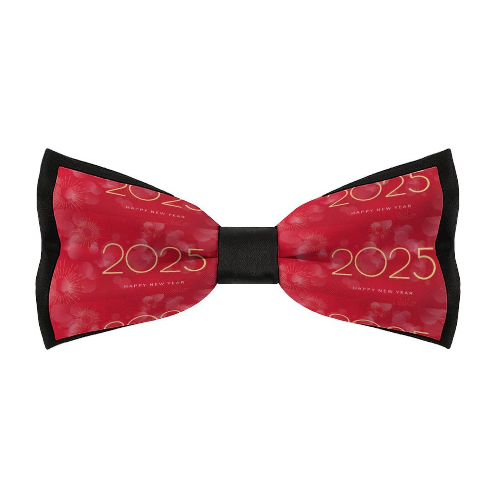 JYYAU Happy New Year 2025 Bow Tie Adjustable Necktie For Men Business Fashion Pre-tied Tie Neckwear Novelty Accessory For Weddings Party Festival