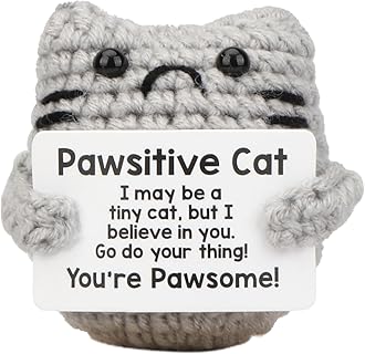 Positive Cat Gift, Emotional Support Nuggets, Handmade Positive Crochet Animals, Encouragement Ornament, Emotional Support Crochet, Cheer up Decor for Birthday, Farewell Gift