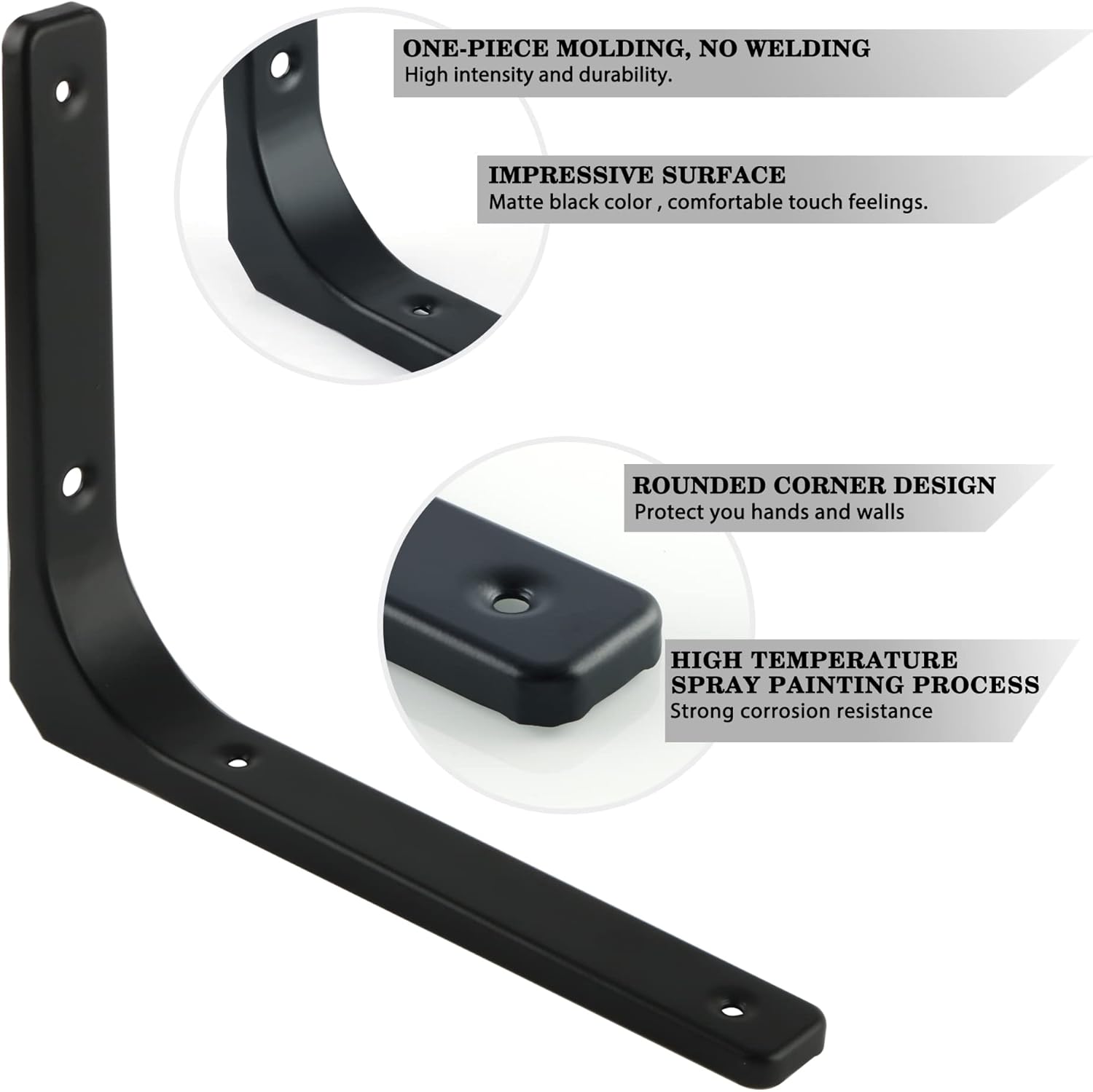 SAYAYO 4 PCS Iron Wall Shelf Bracket, 4 x 4 Inch Heavy Duty Shelf Support Bracket Decorative Joint Angle Bracket, Matte Black