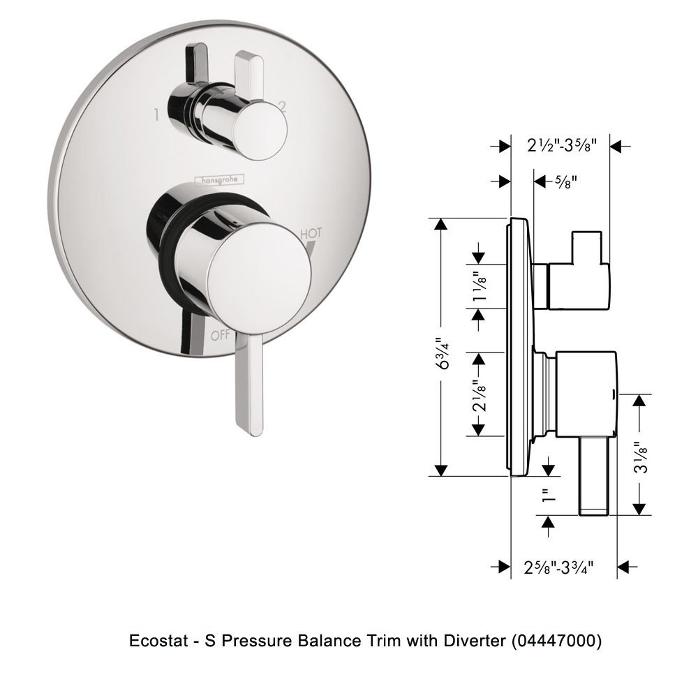 Hansgrohe - Juego de ducha con barra de ducha y válvula de equilibrio de presión, con separador, resistente con esmalte de acero inoxidable y cromo y pulido de acero inoxidable, cromado