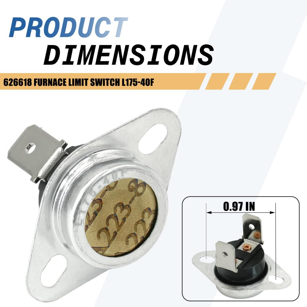 2-Pack 626618 Furnace Limit Switch L175-40F Compatible with Nordyne Miller Replaces 626618R 626469 626469R