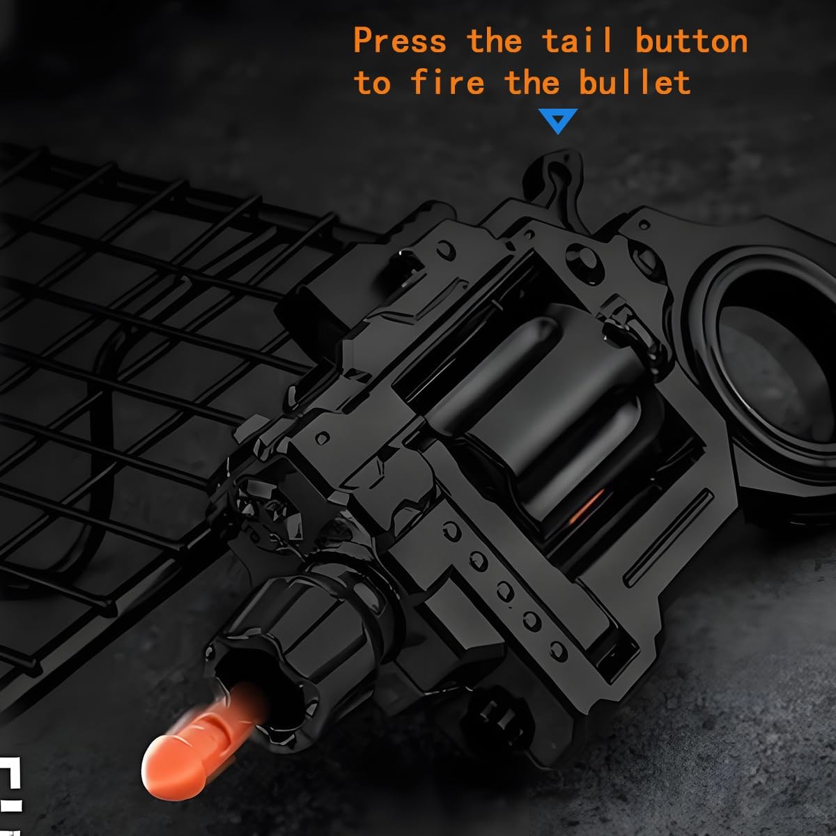 Tactical Metal Fidget Toy Revolver Toy for Adults - Slider Clicker & Launcher Fidget Gun with 40 Soft Bullets & Target, Stress Relief Ring, EDC Focus Meditation Break Bad Habits ADHD (X-Black)