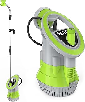 VEATON 350W Submersible Water Butt Pump, 4000L/H Rain Barrel Pump with 8m Cable, Auto/Manual Modes, Drainage Water for Water Tank Pond Pool Cellar and Hot Tub