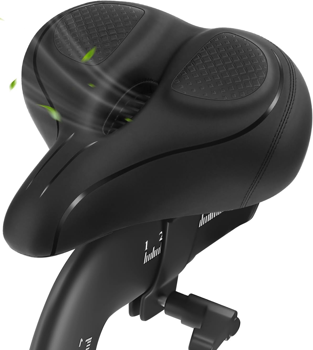 Oversized Bike Seat, Wide Bicycle Seat for Women Men Comfort, Universal Waterproof Bike Saddle Replacement with Safety Reflective Strip for Peloton, Exercise Bikes, Cruiser, City Bikes