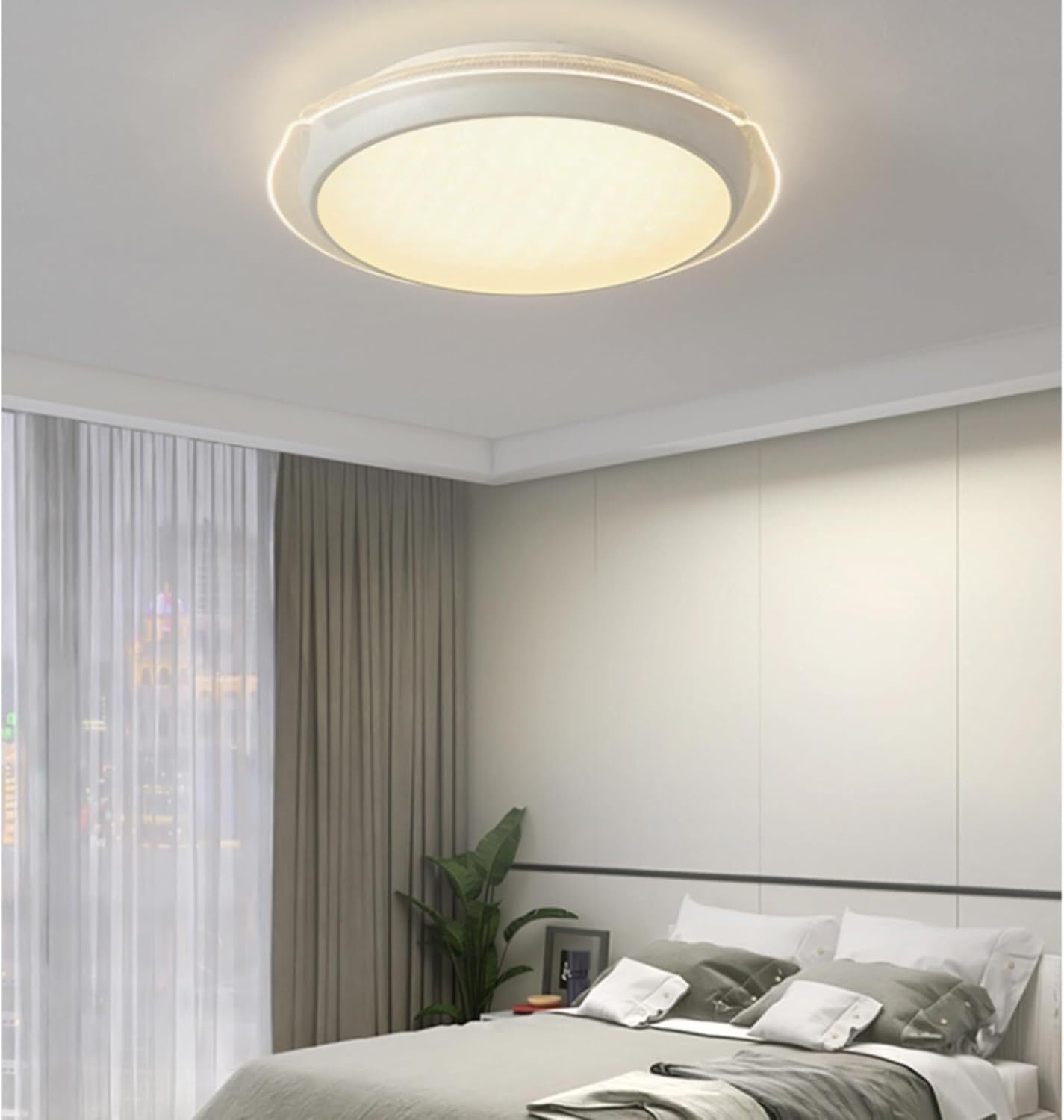 Modern Simple Dimming Ceiling Light Mount Light Fixture Nordic Ceiling Lamp Simple Round Ceiling Light Fixture for Living Room Dining Room Study Villa Bedroom Corridor Children's Room Hall En