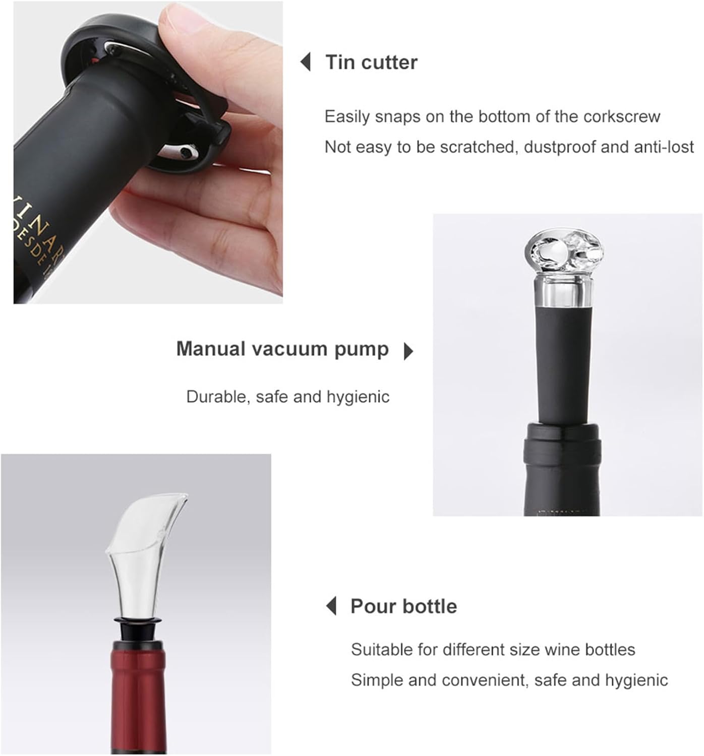 Electric Wine Opener, Rechargeable Operated Automatic Wine Bottle Opener Portable Electric Corkscrew Wine Opener Wine Accessories for Wine Lovers Family Gatherings Holiday Parties(Silver)