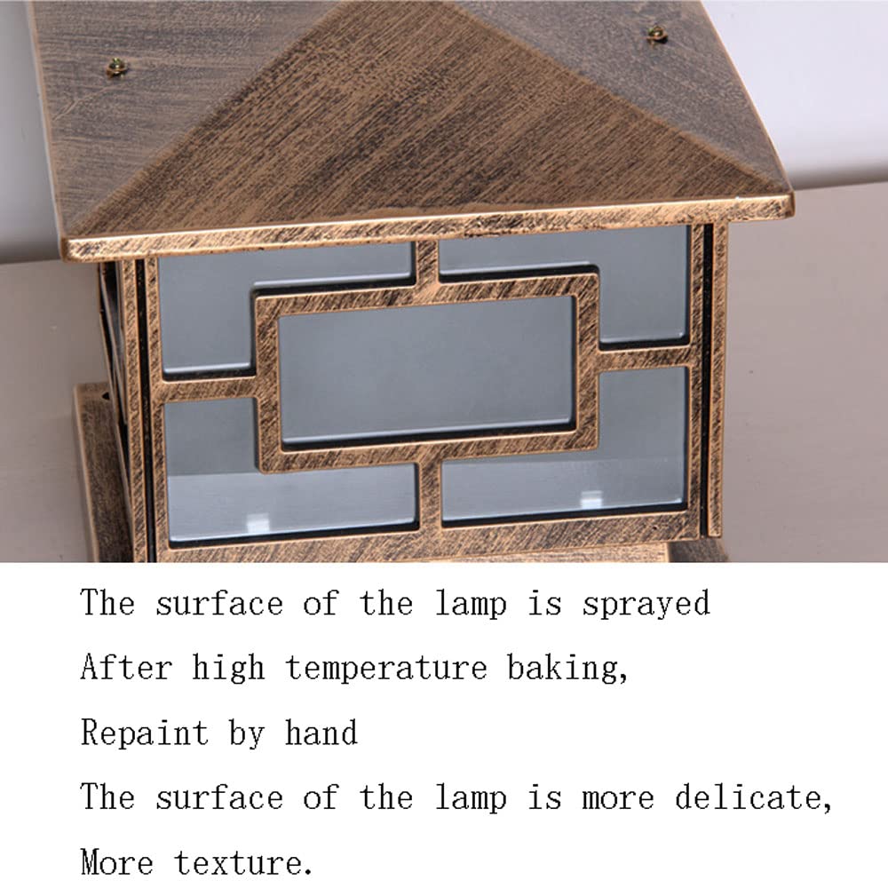 Lampy solarne, Na Taras Tarasowy Nowoczesna Kreatywna Aluminiowa Obudowa Plus Szklana Lampa Kolumnowa Trawnikowa(Brass,25cm)