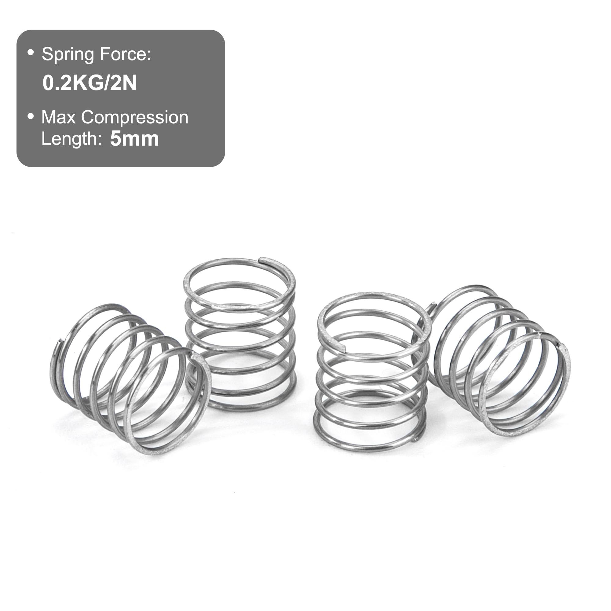 GUNGY Ressorts De Compression 20mm Acier Inoxydable - Lot De 10 - Diamètre Fil 0.8mm Extérieur 10mm - Force 0.8kg