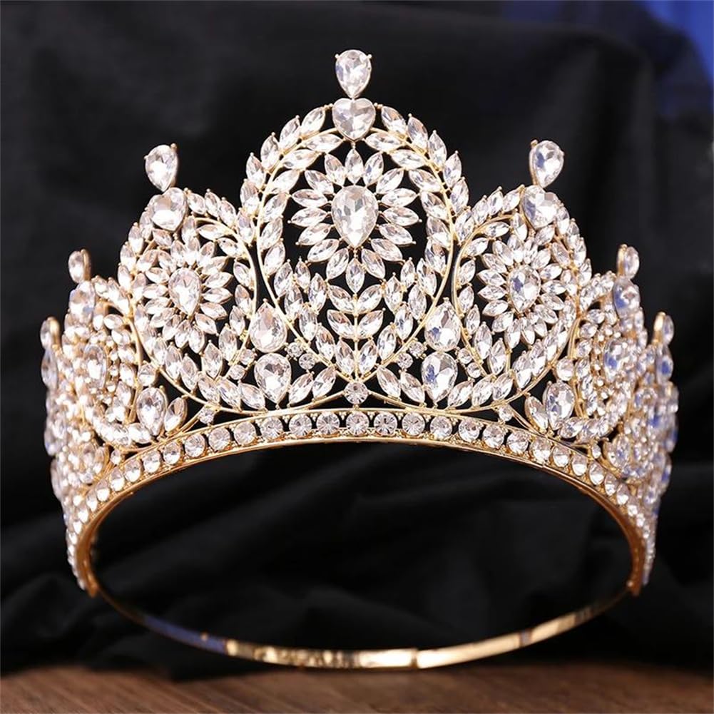 LNNSHX Hochzeit Krone Strass Große Tiara Party Show Haarschmuck Für Festzug Hohe Diadem Braut Kronen