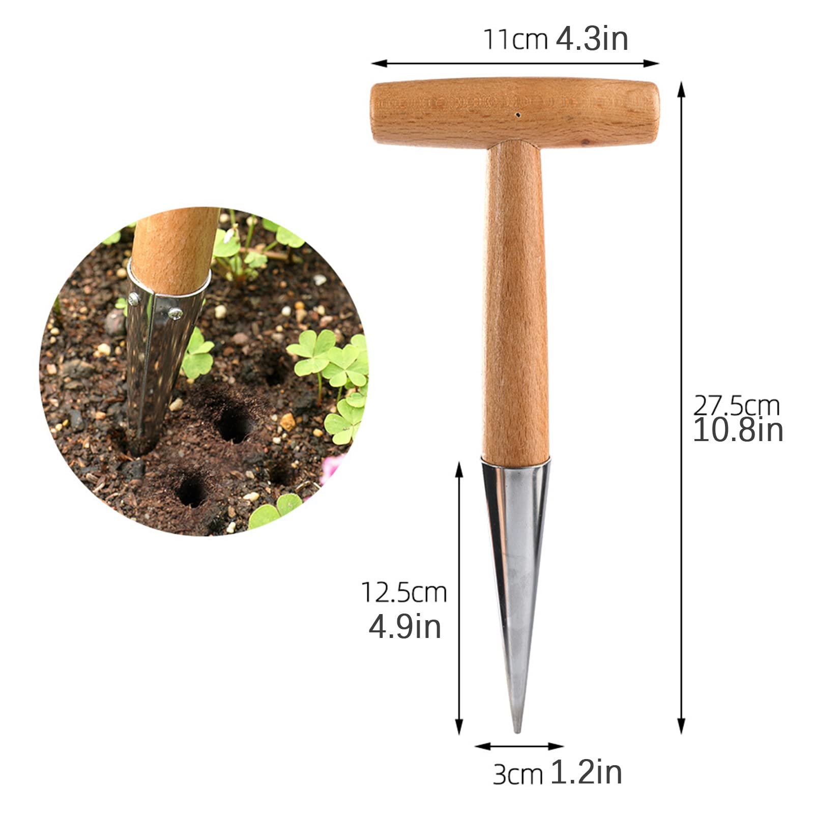 Set di fioriere for bulbi, strumenti for fioriere di bulbi da giardino Trapiantatrice di bulbi for piantare rilascio automatico del terreno for scavare/riempire foro con segno di profondità for tulipa