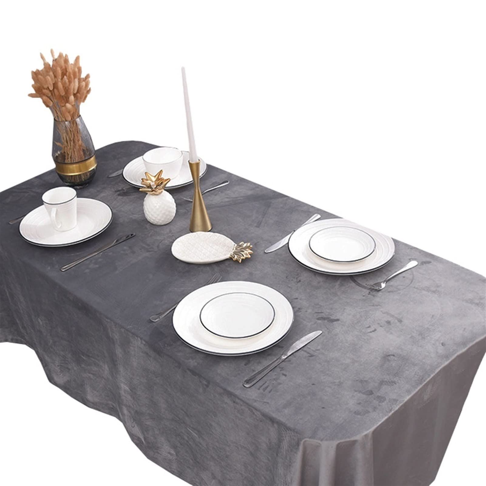 manteles Mantel, Mantel, Manteles de Terciopelo, Cubierta de Mesa Lavable for Restaurante, Cocina, Comedor, Boda, Banquete, Eventos, Gris Premium(120X160cm)