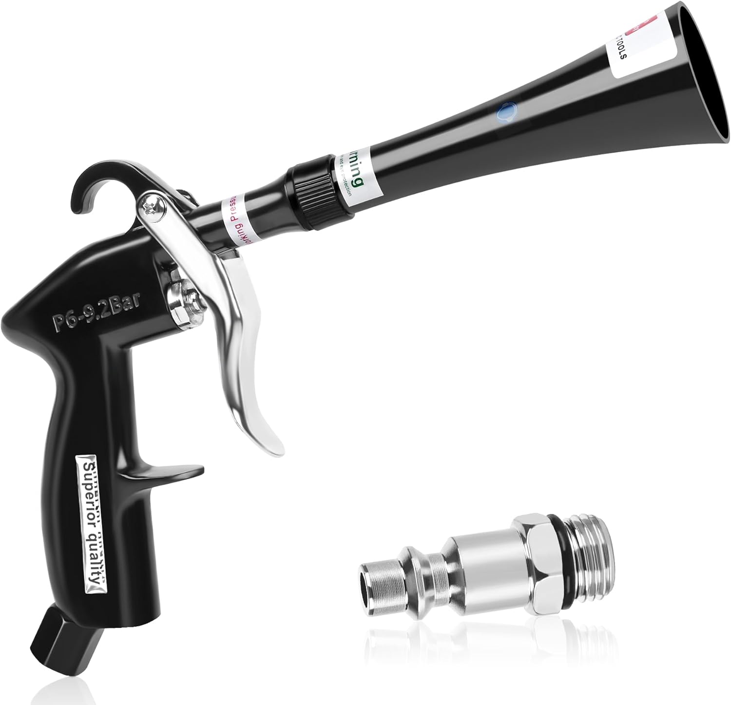 Air Blow Gun Automotive Detailing Dry Cleansing Gun with Tapered Nozzle Excessive Strain Cleansing Instrument, Dryer Blower for Automotive Surfaces Rapidly Blasts Mud, Works with Air Compressor, Black