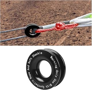 HZEL Car Winch Snatch Recovery Ring, 66000 LBS Break Strength Soft Shackle Synthetic & Rope Block Pulley Towing Ring, Automotive Exterior Accessories, Universal for ATV UTV SUV (Black)