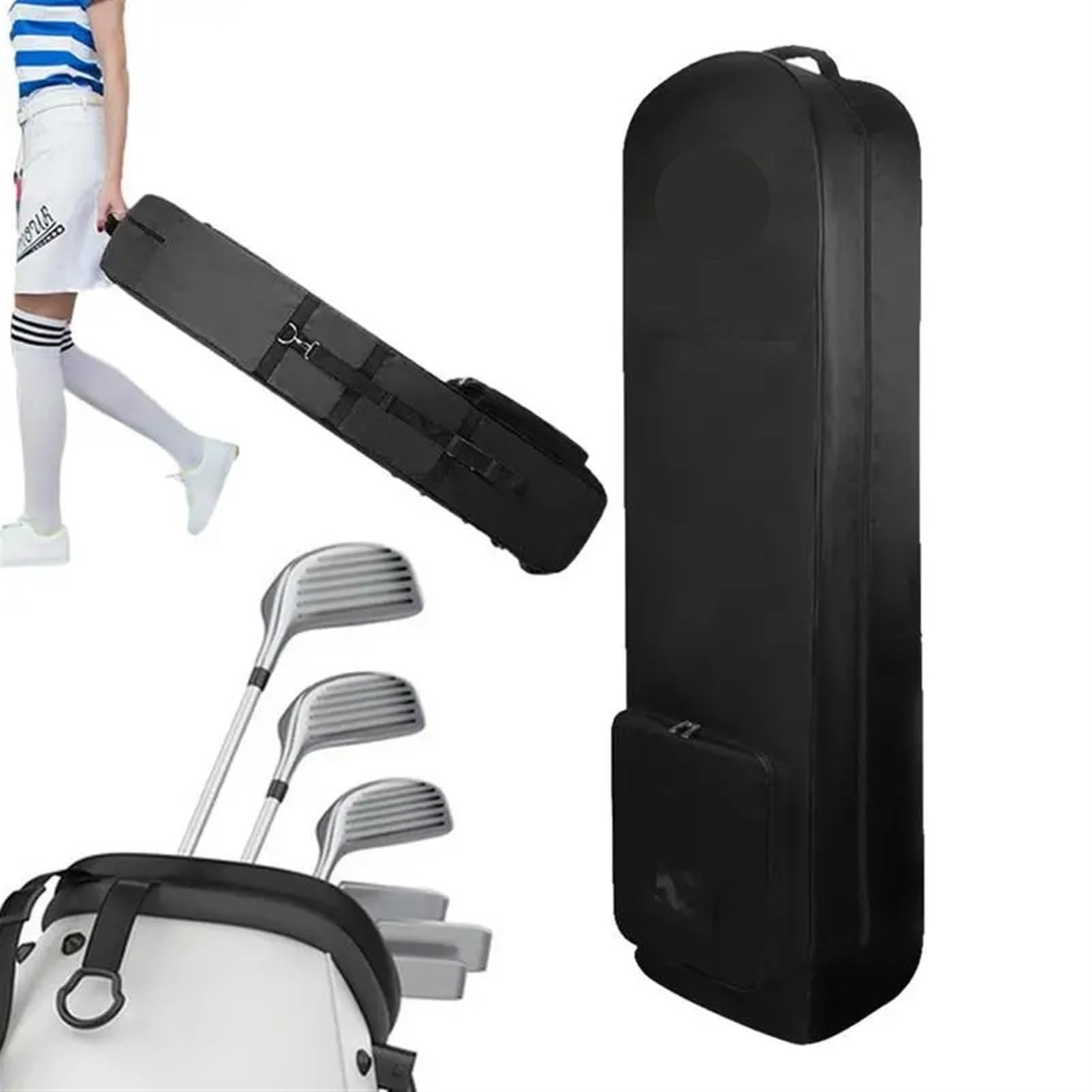 Golf Reisetasche Golf-Reiseflugzeugtasche mit Rad, leichte, Faltbare Golfschläger-Reiseabdeckung, Golfzubehör, tragbare Reise-Luftfahrttaschen Golf Travel Bag(Orange)