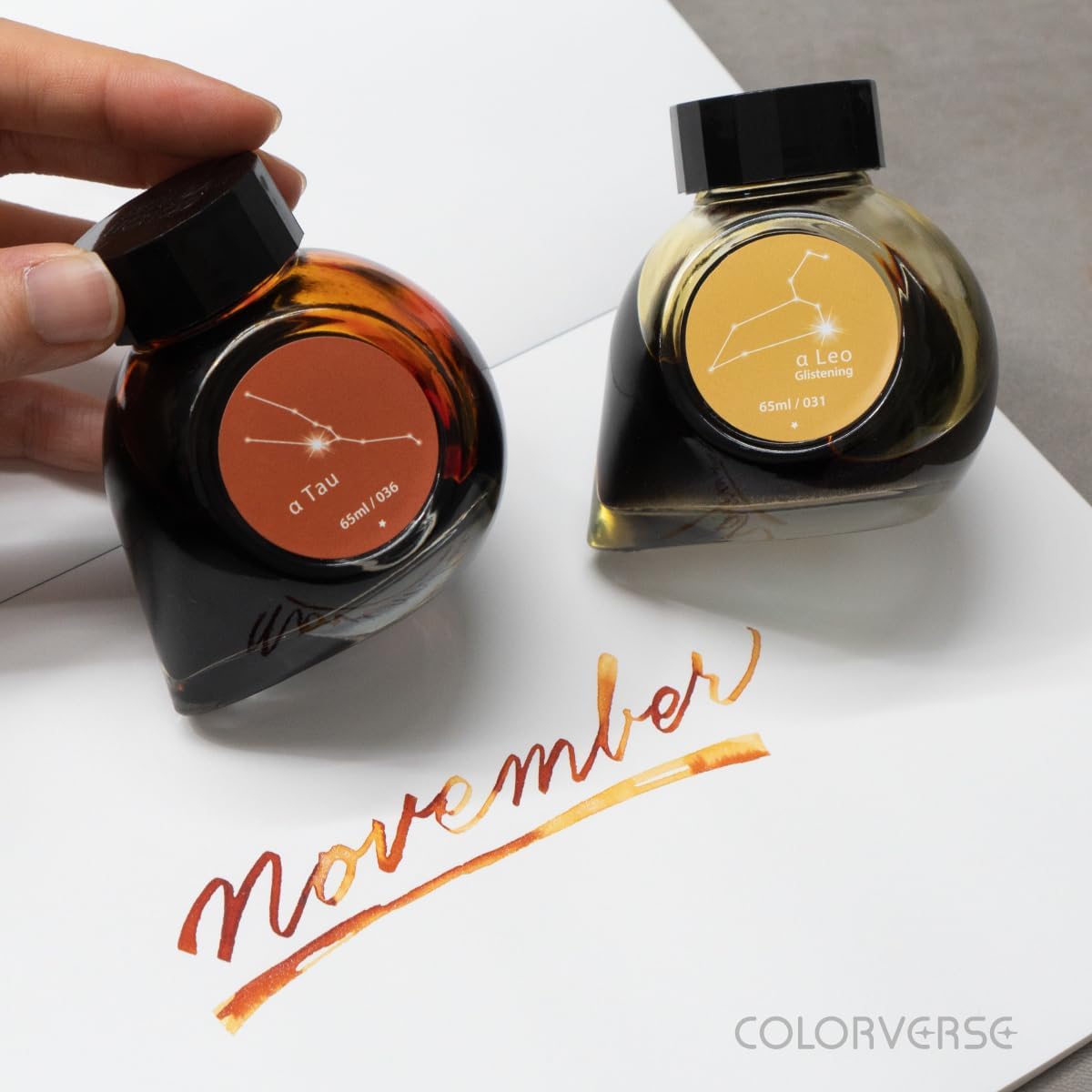 Colorverse Orange Fountain Pen Ink Bottle | α Tau | 65ml | Dye-Based | Project Series