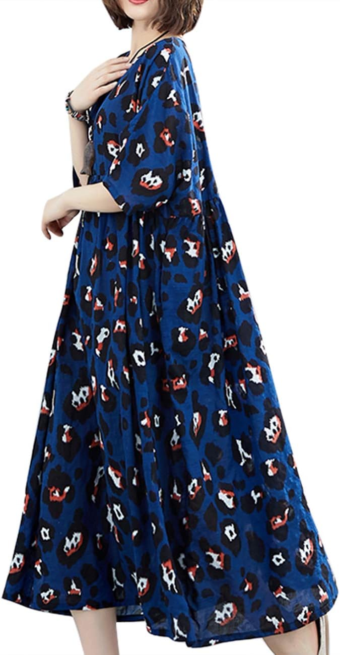 YESNO E89 Girls Casual Retro Floral Blouse Shirts Cropped Tops 100% Linen Chinese Qipao Frogs Side Split 3/4 Sleeve