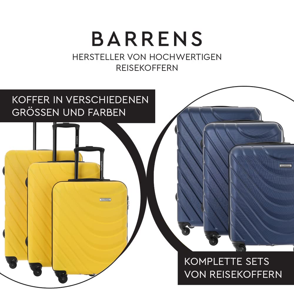 BARRENS Mittel Koffer Hartschalen-Koffer Rollkoffer Reisekoffer, Mittelgroßer Trolley mit 360° Rollen, Koffer mit Zahlenschloss Teleskopgriff, 63L Reisekoffer für Geschäft, 66x46x26 cm (Schwarz)
