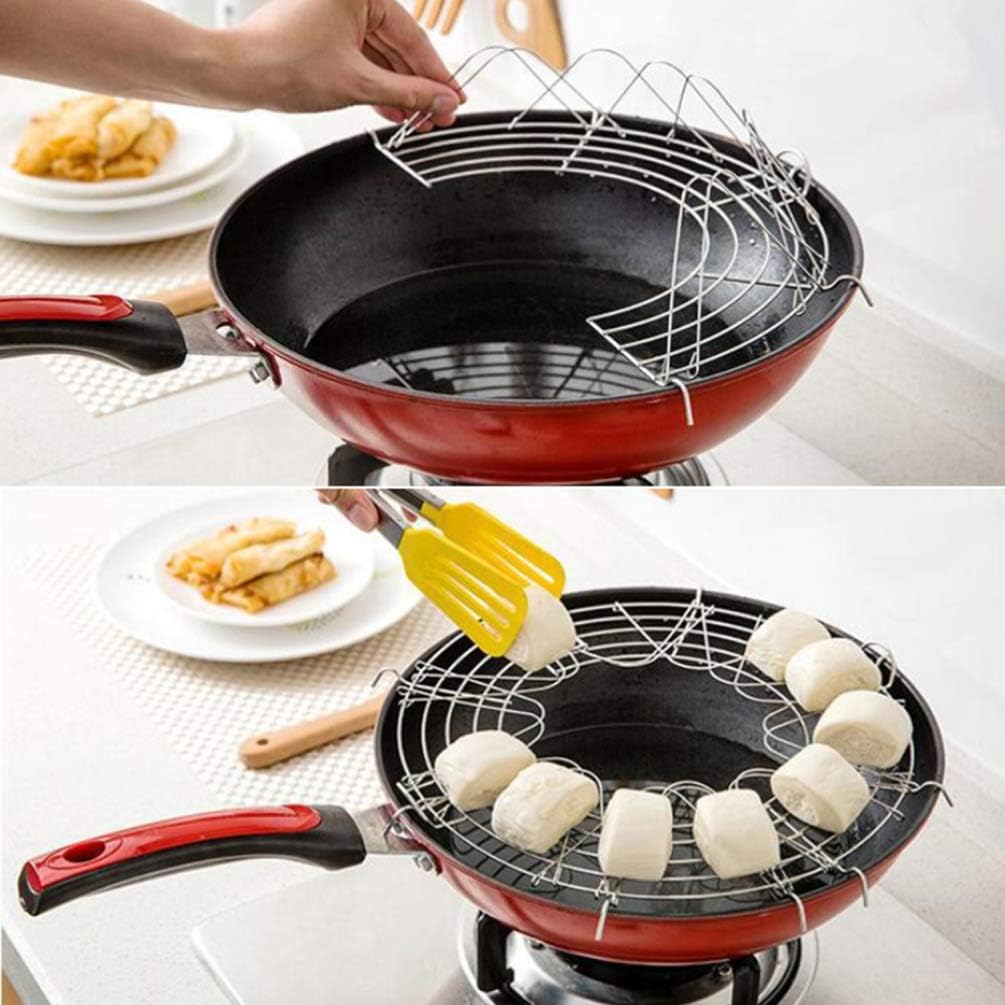 Kichvoe 2pcs cooling rack Pot tempura rack canning stainless steel strainer drainer for tempura frying food holder wok drain Fry Pan fryer fried bet