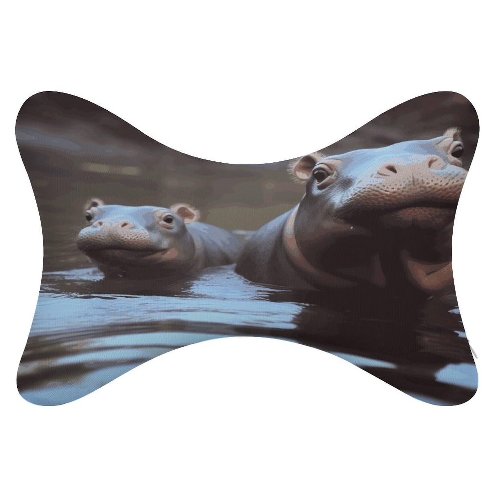 JTREHY 2 Pack Hippos Car Headrest Pillow Memory Foam Car Neck Pillows Soft Comfortable Vehicle Neck Pillows Non-Slip Headrest Cushion Universal Car Pillow for Neck Pain Relief