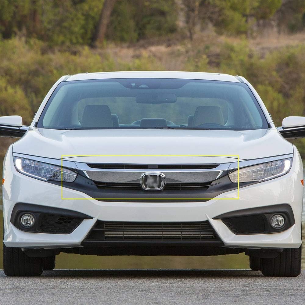 G-PLUS Factory Style Gloss Front Upper Bumper Grille Hood Compatible With CIVIC 16-18 GRILLE （Chrome）