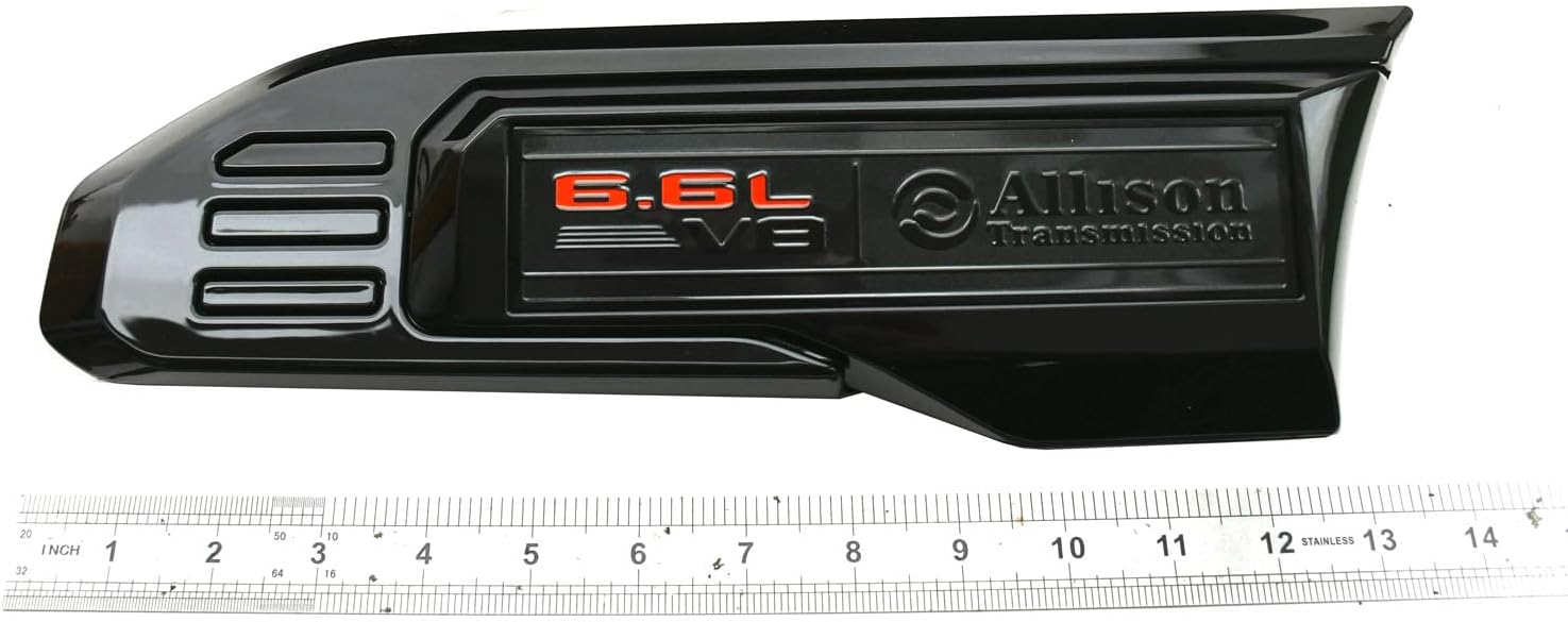 Pair Vent 6.6L V8 Allison Transmission Emblems 3D Badge Replacement for Sierra 2500HD 3500HD 2024-2025 GMC 6.6L (Black)