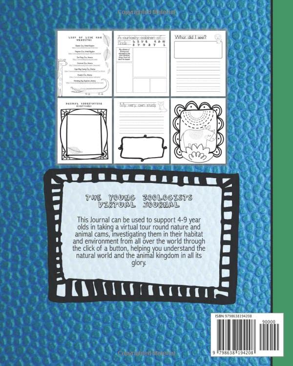 The young zoologists virtual journal: Creative nature focused study fun investigative learning for 4-9 year olds - Using web cams to investigate ... study and colouring pages - Blue safari cover - Image 2