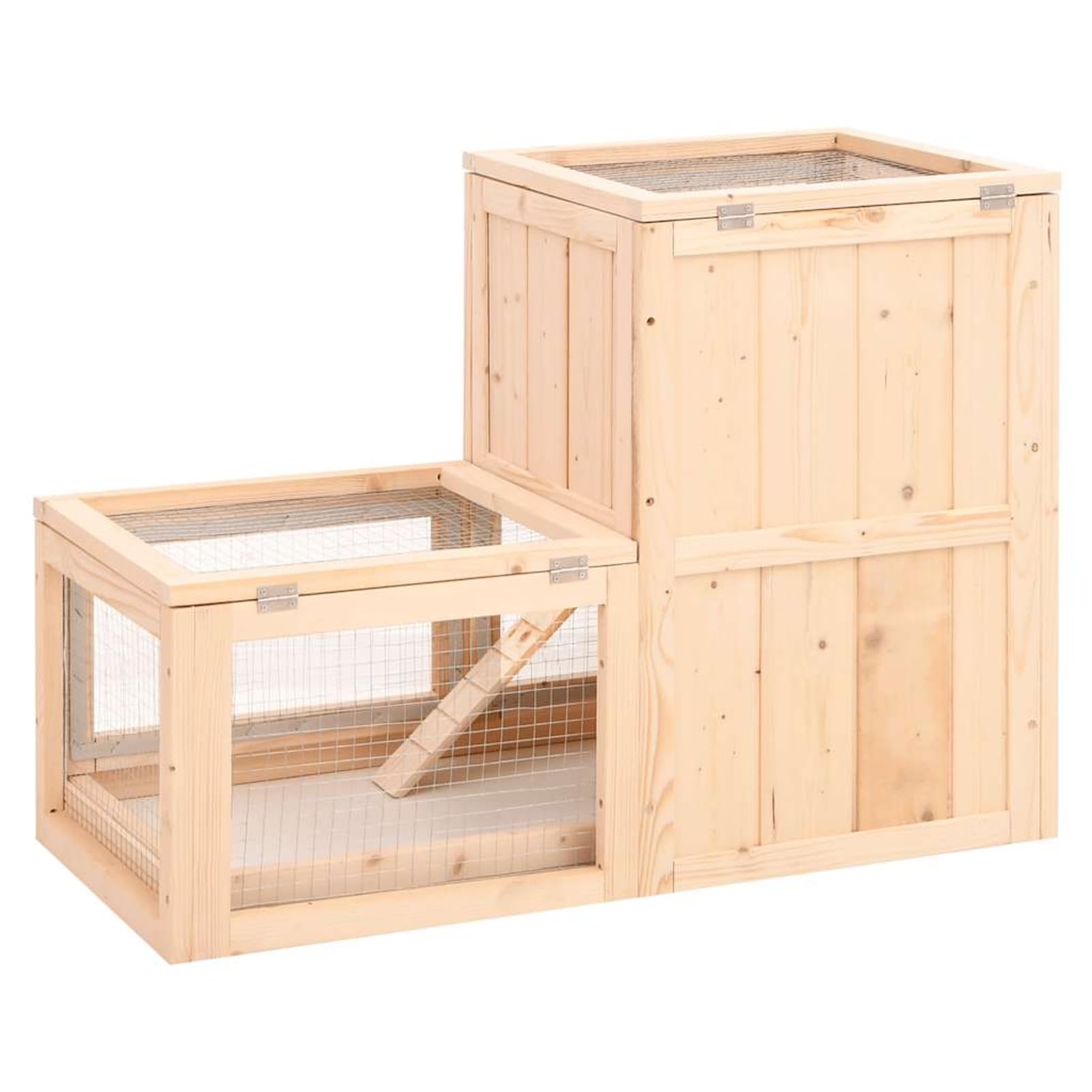 Homgoday Jaula de Madera para Hamster con Rueda de Correr y 2 Niveles - Casa de Juego y Descanso para Mascotas Pequeñas